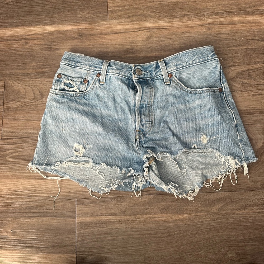 Levi's Light Blue Distressed Jean Shorts